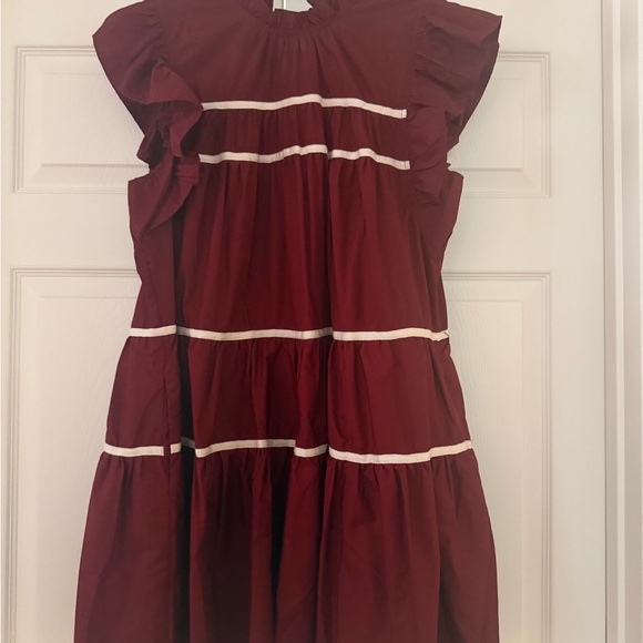 Entro Burgundy Dress with White Accents - Picture 3 of 4